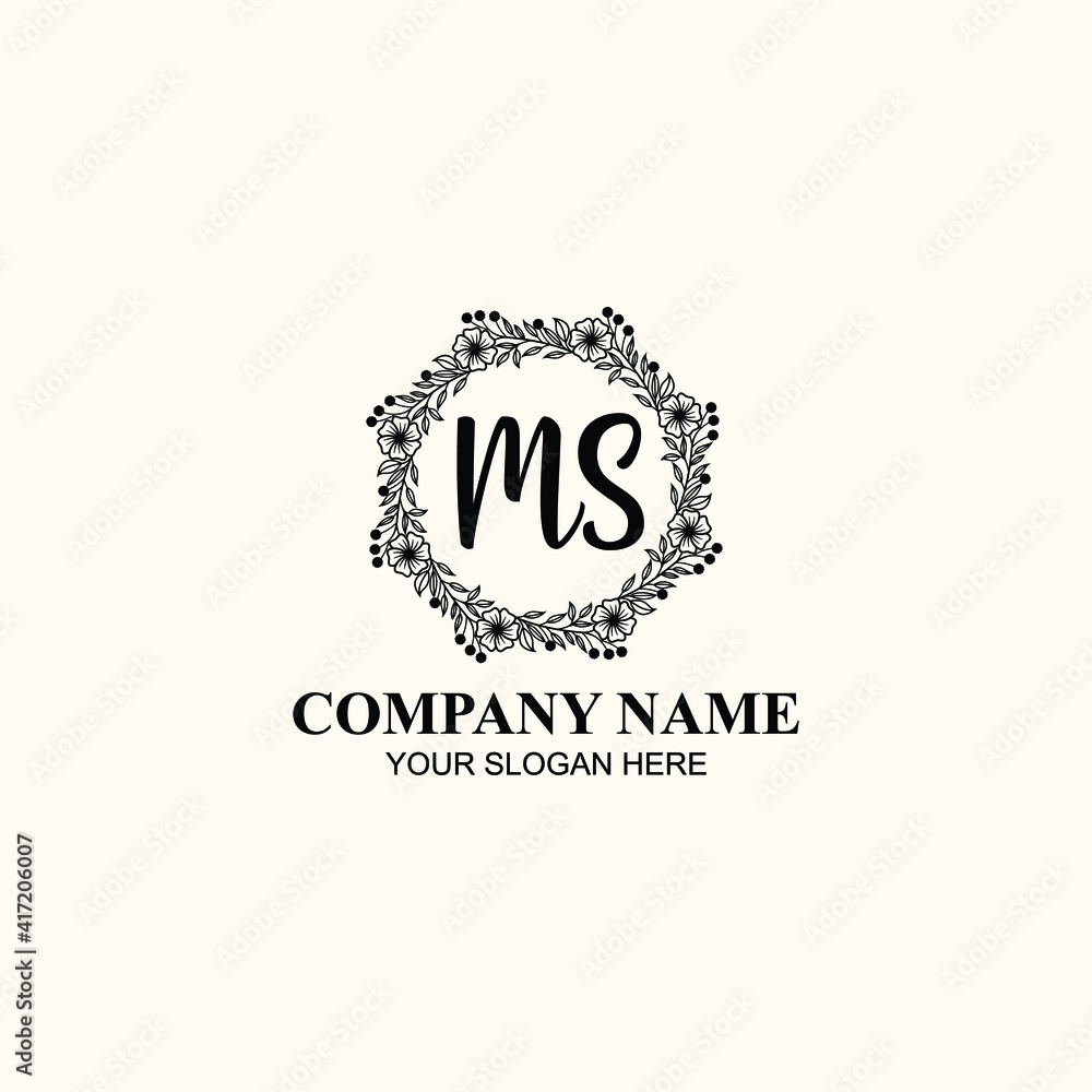 Letter MS Beautiful handwriting logo Letter MS Beautiful handwriting logo