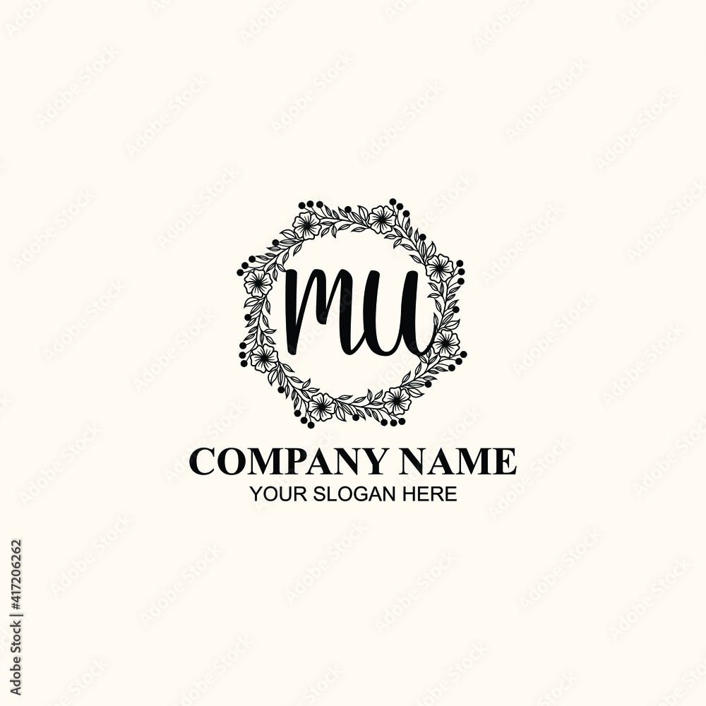Letter MU Beautiful handwriting logo Letter MU Beautiful handwriting logo