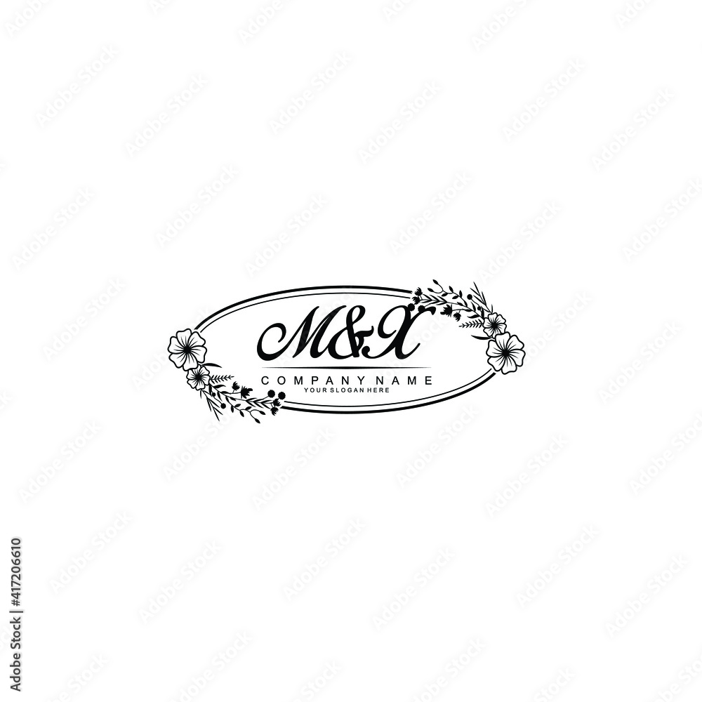 Letter MX Beautiful handwriting logo Letter MX Beautiful handwriting logo