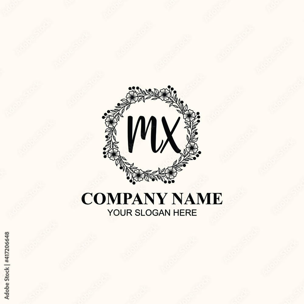 Letter MX Beautiful handwriting logo Letter MX Beautiful handwriting logo