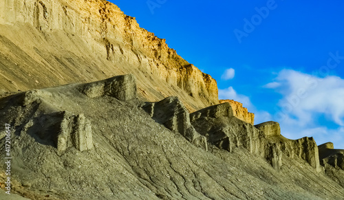 Layered geological formations of red rocks in Canyonlands National Park is in Utah near Moab. photo