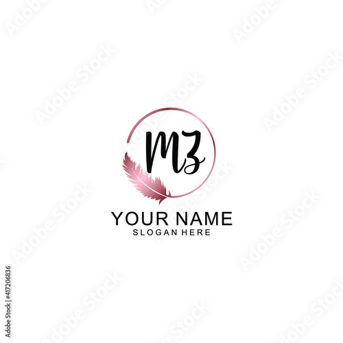 Letter MZ Beautiful handwriting logo