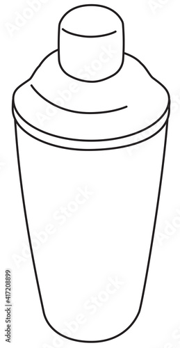Hand-drawn doodle cartoon style vector image. Cobbler French Shaker bar accessory. For bar menu, bartender website design, cocktail making process illustration, alcohol cookbook decoration etc