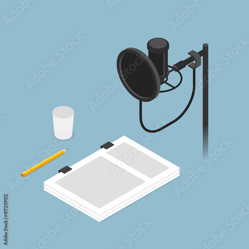 Film Dubbing Isometric Illustration