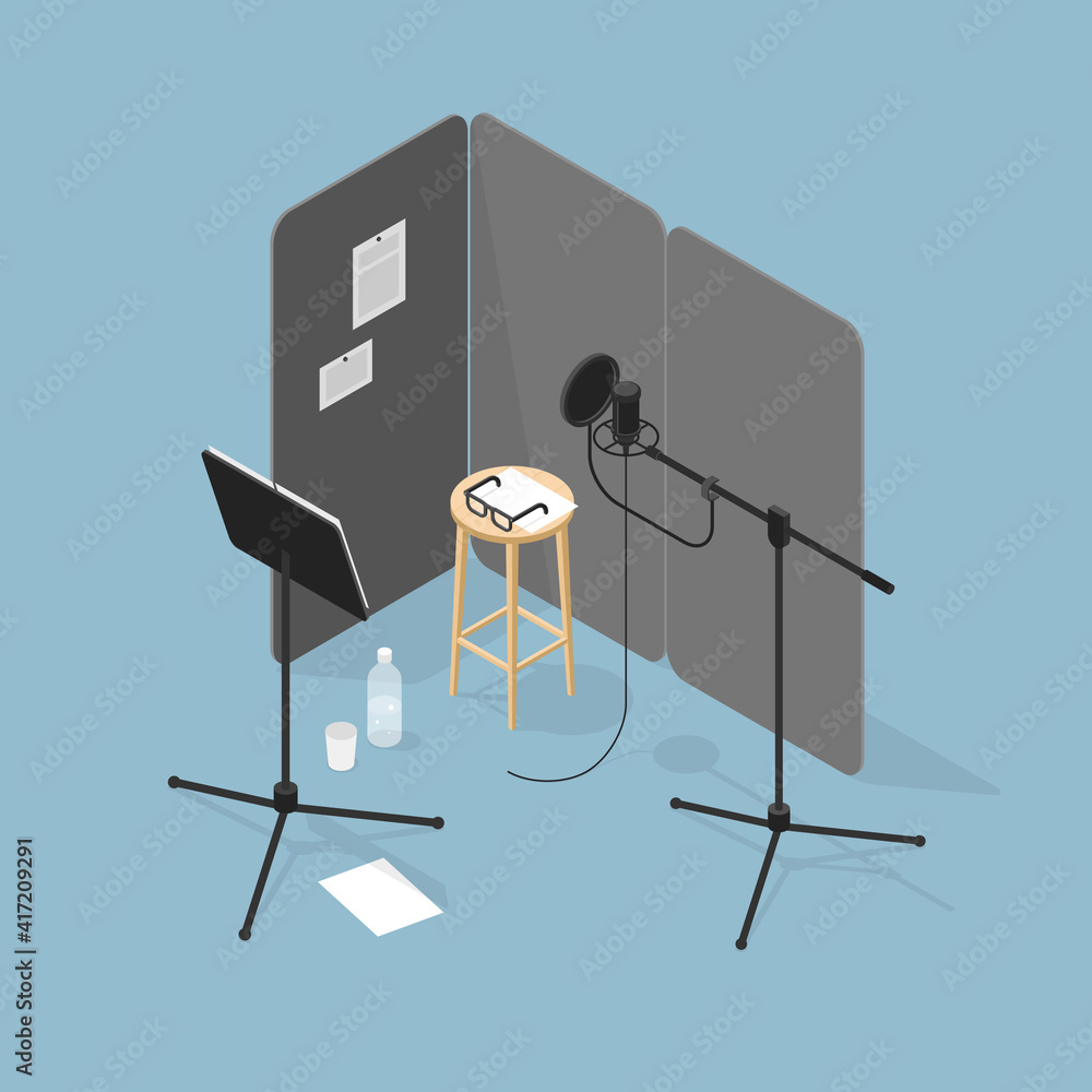 Sound Production Recording Studio Illustration Stock Vector | Adobe Stock