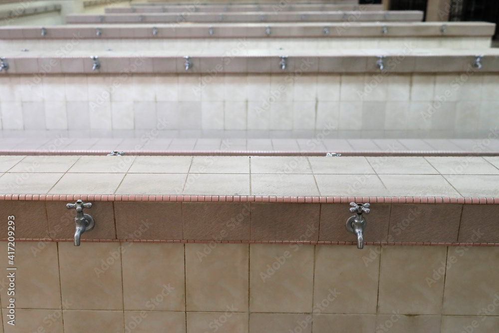 Putra Mosque or Masjid Putra.  Ablution place. Ritual purity in Islam.  Putrajaya. Malaysia.  11.12.2019