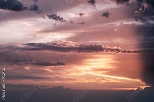 Fototapeta Naklejka Na Ścianę i Meble -  Wonderful orange sunset over the sea. Beautiful landscape.