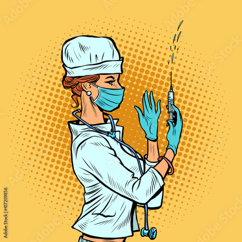 Vaccination nurse, covid19 treatment and healthcare