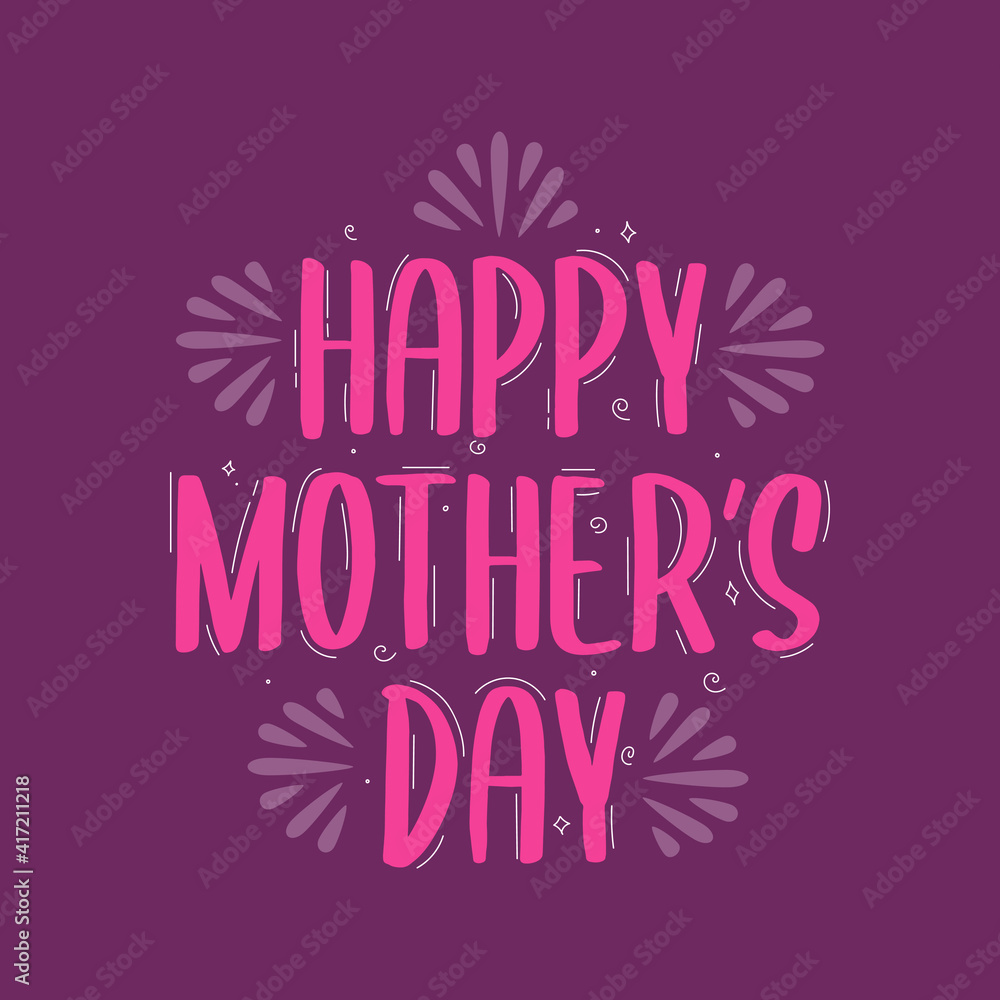Obraz premium Happy mothers day, mothers day hand lettering design vector illustration
