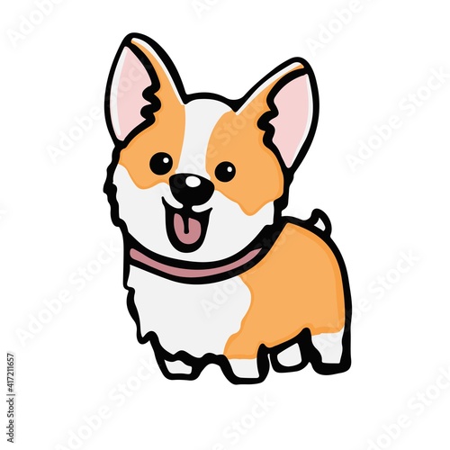 Corgi dog Cute welsh corgi vector cartoon illustration isolated on white background. Funny corgi butt modern flat design element for badges, labels, cards