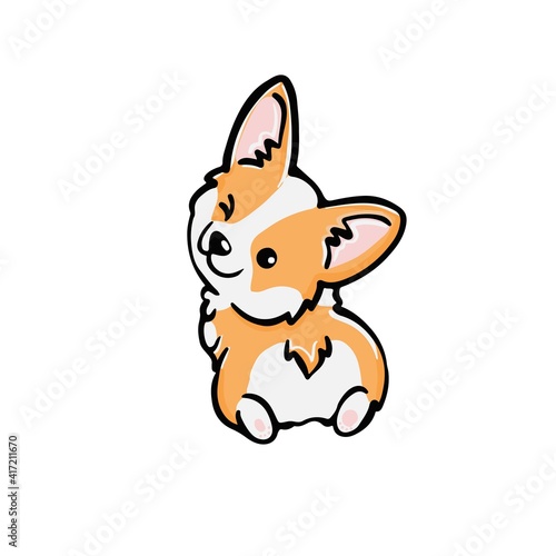 Corgi dog Cute welsh corgi vector cartoon illustration isolated on white background. Funny corgi butt modern flat design element for badges, labels, cards