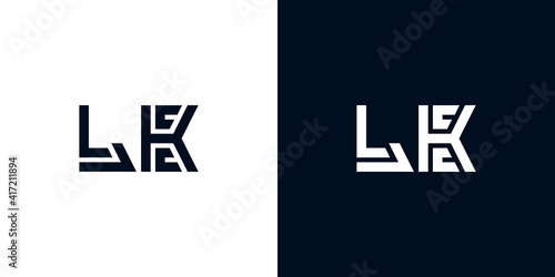 Minimal creative initial letters LK logo.