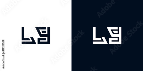 Minimal creative initial letters LY logo.