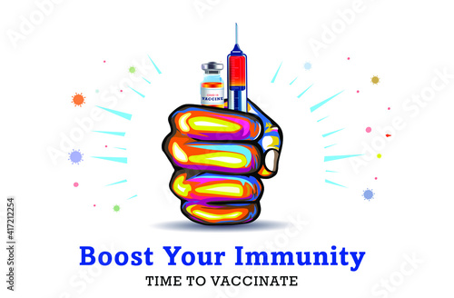 Vaccine concept vaccinate and boost your immunity system against covid 19 corona virus