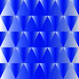 Seamless pattern of triangles with gradient fill on a blue background for textile.