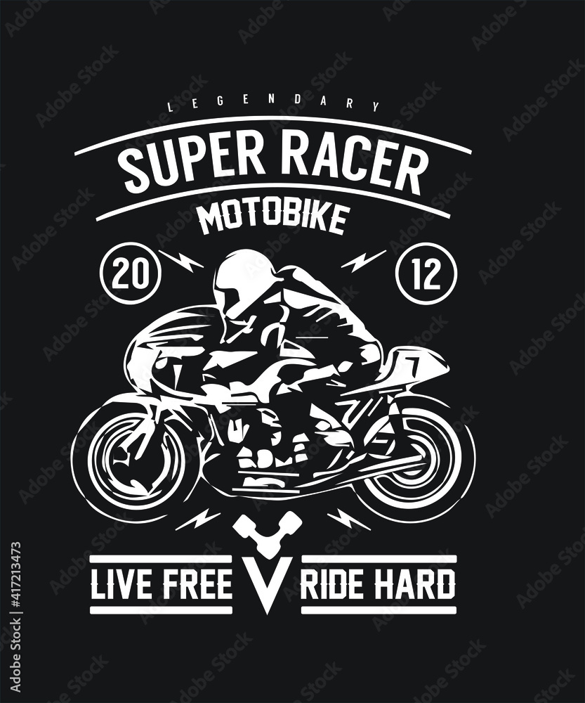 Plakat Motorcycle biker graphic design custom typography vector for t-shirt, tees, festival, brand, company, business, logo, fun, gifts, website, in a high resolution editable printable file.