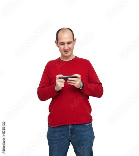 A boy using his smartphone