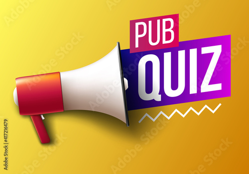 "Pub Quiz" banner with megaphone