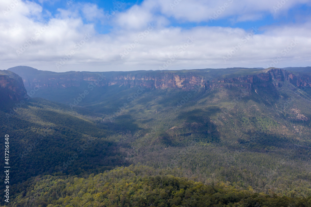Aerial view of the Grose Valley in The Blue Mountains in Australia Aerial view of the Grose Valley in The Blue Mountains in Australia
