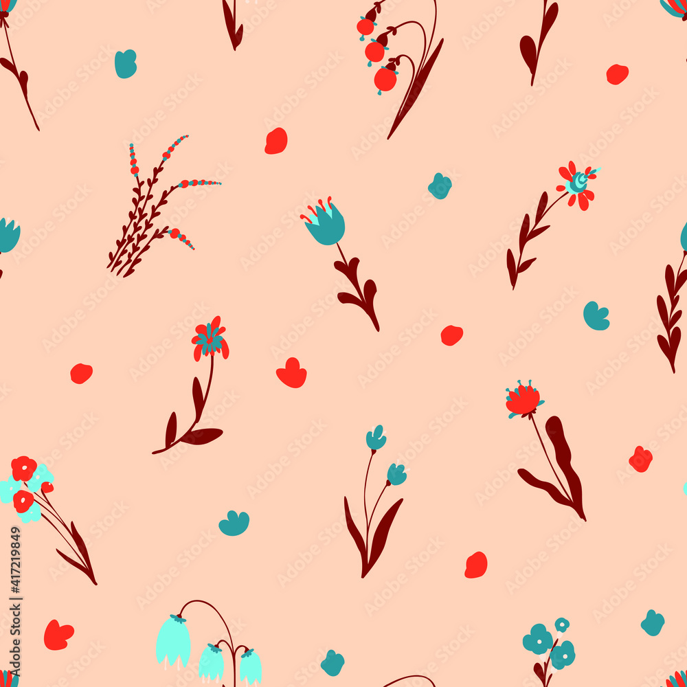 vector pattern with spring flowers on a light background. vector pattern with spring flowers on a light background.