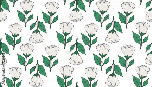 Floral plant seamless background. Vector