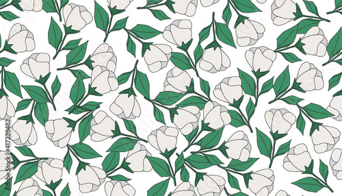 Floral plant seamless background. Vector © siaminka