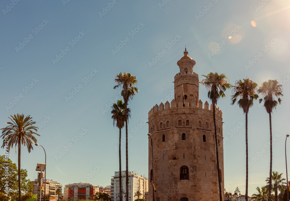 The Tower of Gold  (Torre del Oro) is a dodecagonal military watchtower in Seville that was built by Almohads to control the entrance of Guadalquivir river. A mediaval strategic post and prison.