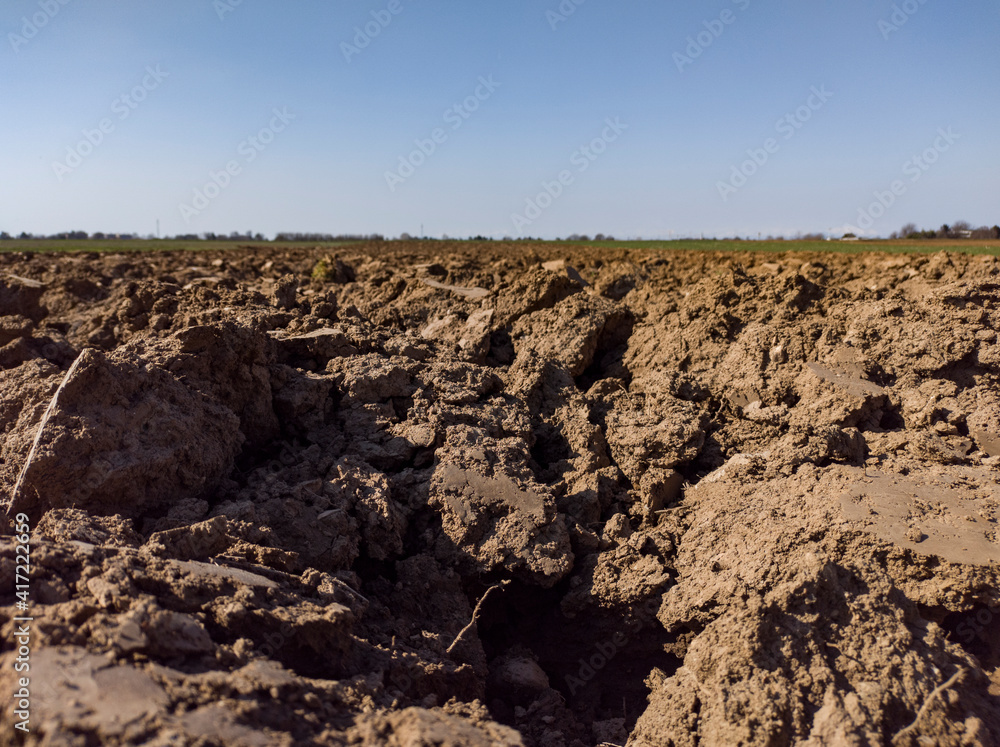 Close-up of a plowed field Close-up of a plowed field