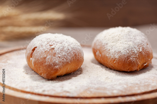 pies on a cutting board, homemade puffer, used as a background or texture