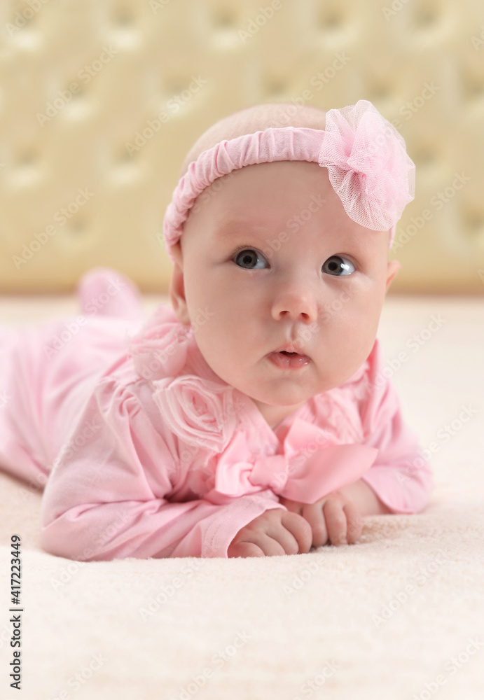 cute little baby girl on bed cute little baby girl on bed