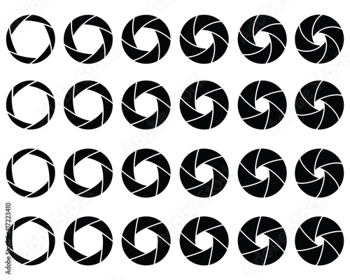 Set of different camera lens aperture values