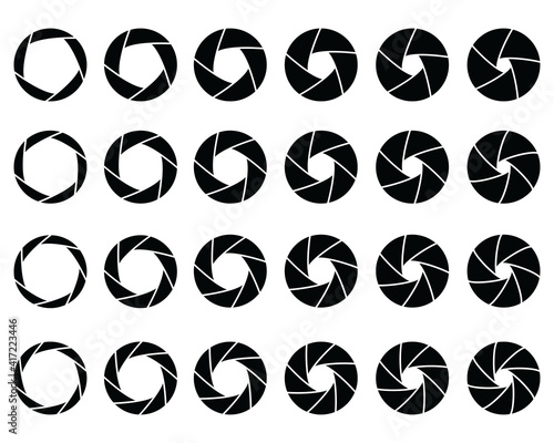 Set of different camera lens aperture values