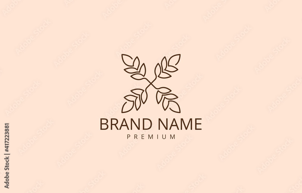 Leaf Wheat Letter X Logo Design Vector Template Leaf Wheat Letter X Logo Design Vector Template