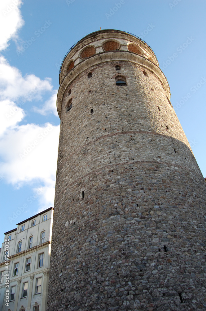 View of the main places and monuments of Istanbul (Turkey). Galata Tower