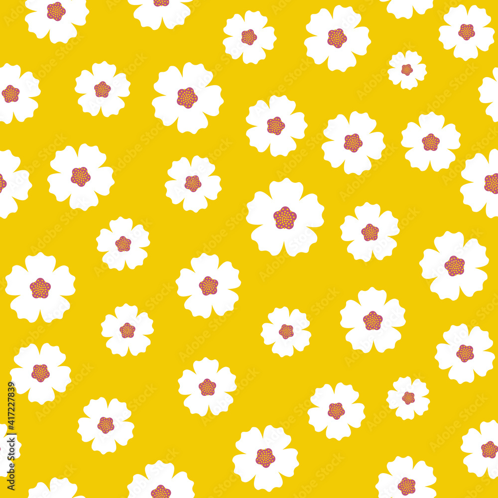 Vector seamless pattern with flowers. Spring design. Vector illustration