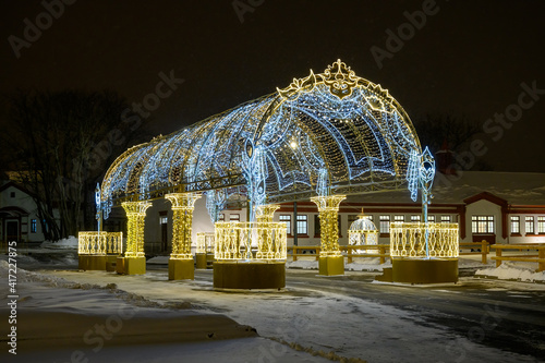 Canvas Print Light tunnel in the area of the hippodrome at VDNKh, Moscow, Russian Federation,