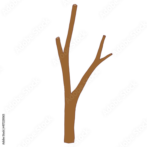 Part of a tree branch, a bare branch without leaves. Vector