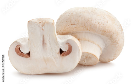 sliced mushrooms path isolated on white