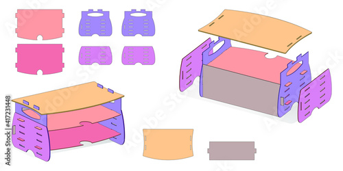 Ready Laser Cutting Template. Files, Folders, Paper Stack, Storage Boxes, Isometric Set,  DIY Die-Stamping Container Package. 