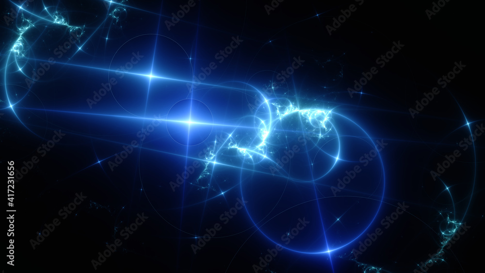 Obraz premium Abstract background, smooth blue lines on a black background.