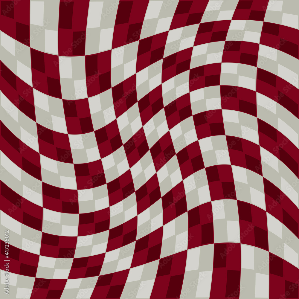 Raspberries Tile Pattern. Chess red and white squares. Wavy chess red and white pattern. Raspberries Tile Pattern. Chess red and white squares. Wavy chess red and white pattern.