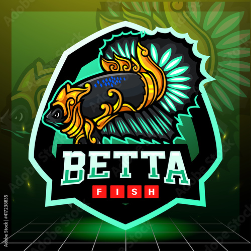 Betta fish mascot. esport logo design