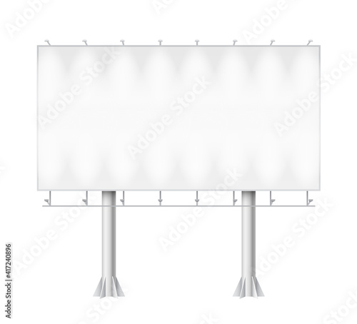 Blank billboard with two legs. Template mockup for advertisement and design