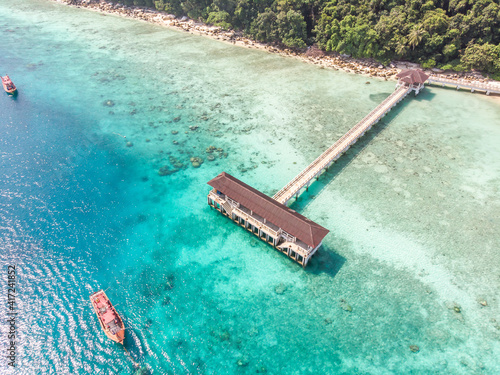Aerial Shot of Pulau Lang Tengah in Malaysia photo