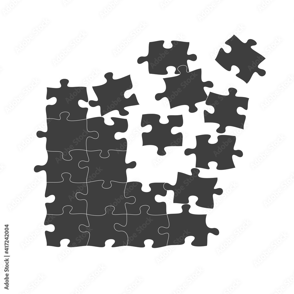 Set of 30 puzzle pieces. Jigsaw puzzle blank template. vector ...