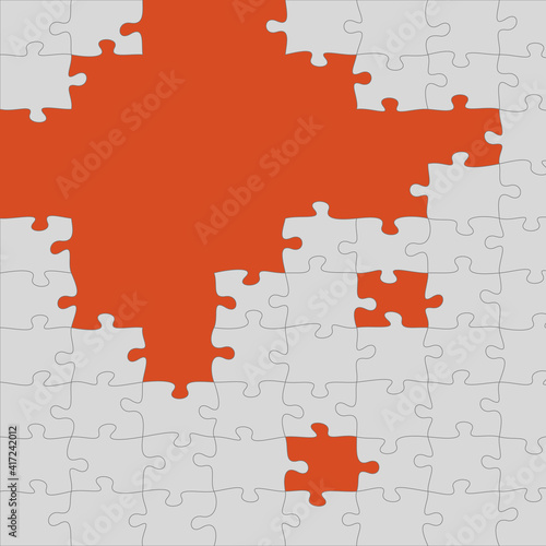 Jigsaw puzzle with pieces missing. solve the puzzle task, Stock Vector illustration isolated