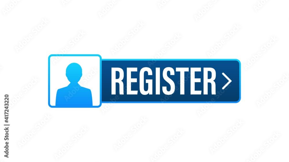 Blue banner register now. Stock illustration. Motion design. Blue banner register now. Stock illustration. Motion design.