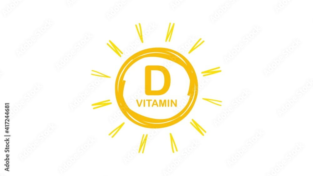 Vitamin D Icon with Sun. Motion design. Vitamin D Icon with Sun. Motion design.