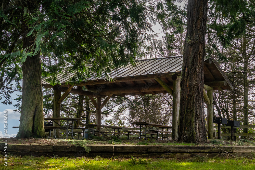 Picnic Camp Shelter on the Bluff at Fort Ebey Whidbey Island Washington Picnic Camp Shelter on the Bluff at Fort Ebey Whidbey Island Washington