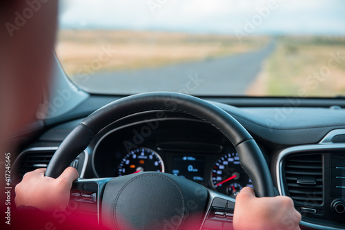 Commuting man driving car